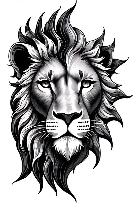 half sun half lion face tattoo design idea