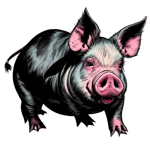 pink floyd pig wearing tattoo design idea