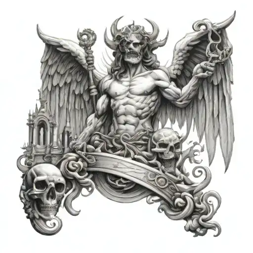 heaven vs hell tattoo design idea