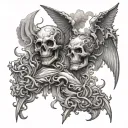 heaven vs hell tattoo design idea