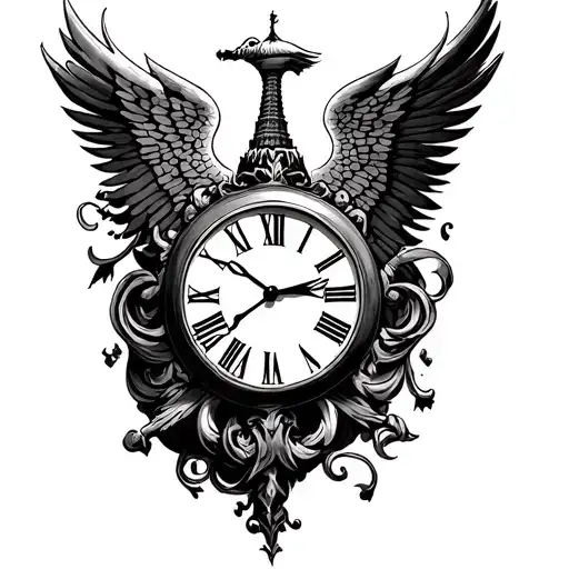 clock byt the arms are the twin towers tattoo design idea