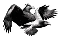 eagle and dove flying looking each other tattoo design idea