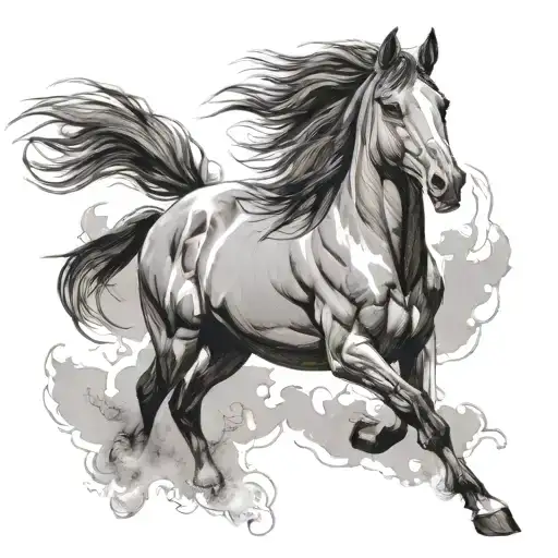 horse running tattoo design idea