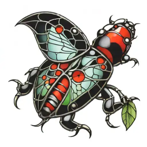 ladybug made of stained glass tattoo design idea