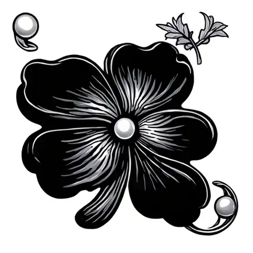 Shamrock with scallop shell and pearl tattoo design idea