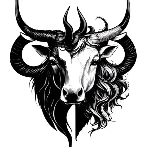 Aquarius and Taurus love arrow mixed together tattoo design idea