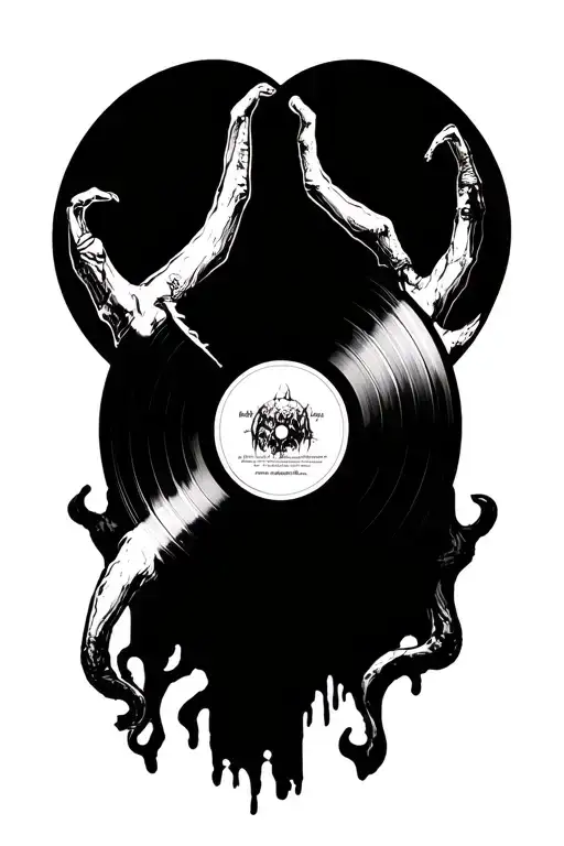 satanic vinyl record tattoo design idea