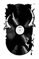 satanic vinyl record tattoo design idea