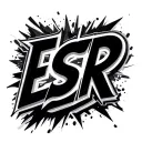 ESR with a flash behind it in a clean graffiti style text art tattoo design idea