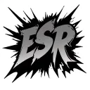 ESR with a flash behind it in a clean graffiti style text art tattoo design idea