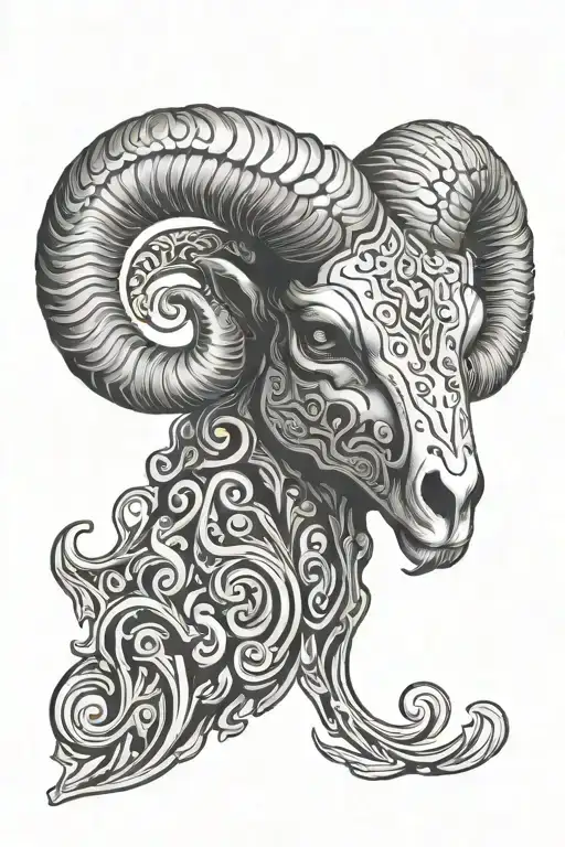 tribal aries Ram skull tattoo design idea