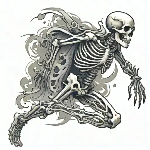 running skeleton tattoo design idea