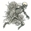 running skeleton tattoo design idea