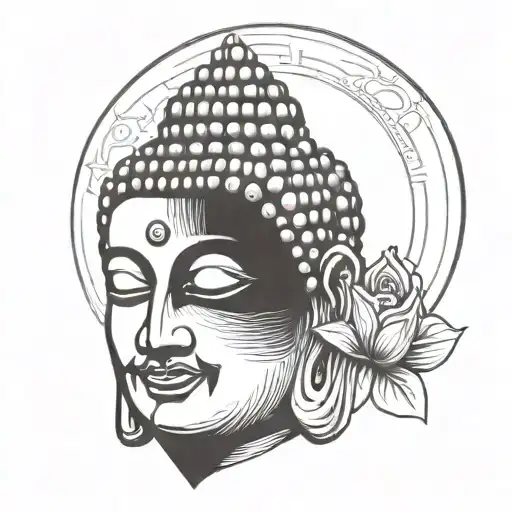 buddha head tattoo design idea