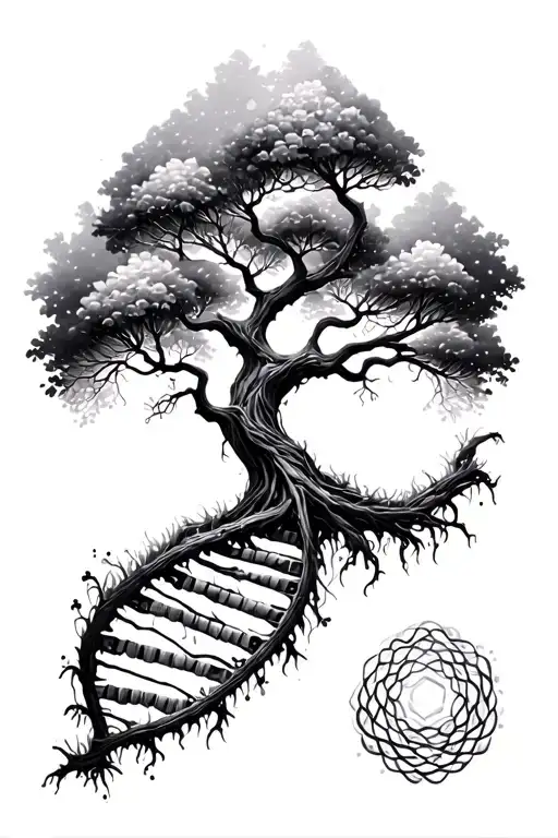 hexagon tree life DNA tattoo design idea