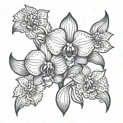 A small orchid in the style of Indian henna designs tattoo design idea