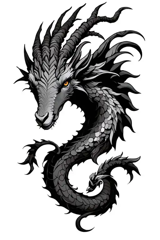 dragon and a goat zodiac symbol tattoo design idea
