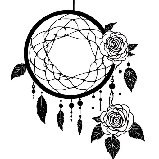 Rose moon dream catchers tattoo design idea