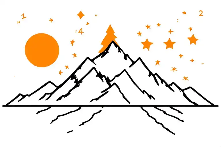 4 stars and in connection with the mountain, nature, snowboarding, sunset with the date of December 5, 2012 tattoo design idea