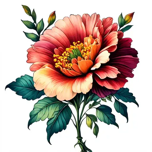 July, September, and November birth flower intertwined tattoo design idea