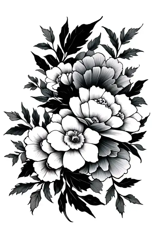 japanese floral tattoo design idea