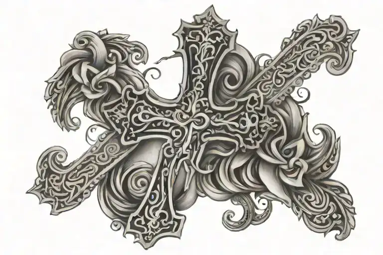 psalm 23 with cross tattoo tattoo design idea
