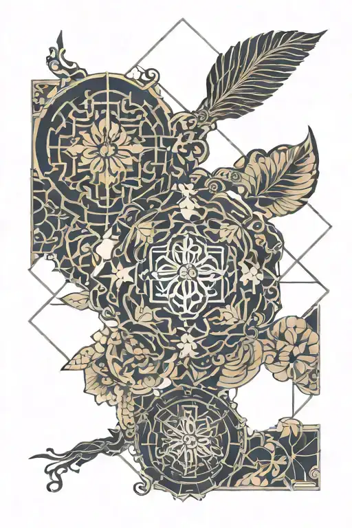 Chinese medicine like wallpaper tattoo design idea