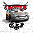 autism puzzles lightning mcqueen with jayce name in cars logo tattoo design idea