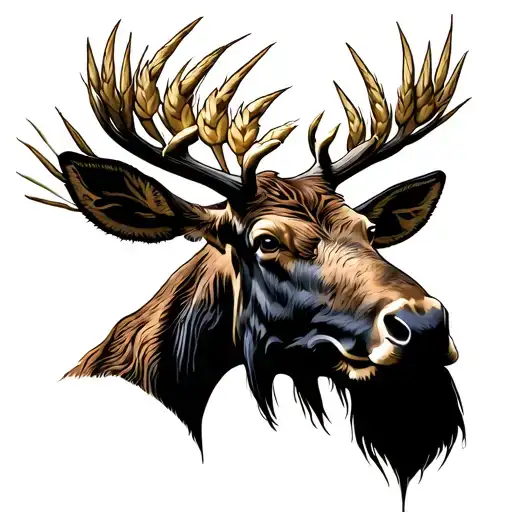 wheat moose tattoo design idea