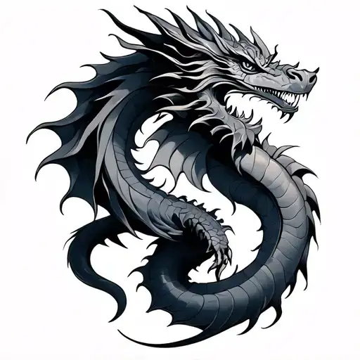 Black and gray dragon tattoo tattoo design idea