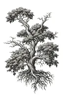 poison tree with 3 root growing tattoo design idea