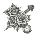 Arm sleeve with pocket watch time of 3:17am, single rose, and a cross. Quote from bible Isaiah 2:22 trust no man. Filled tattoo design idea