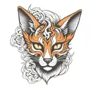 Kitsune mask split in half tattoo design idea
