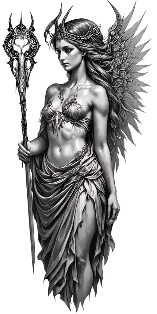 Artemis goddess tattoo design idea
