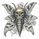 deaths head moth emerging skull tattoo design idea