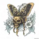 deaths head moth emerging skull tattoo design idea