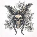 deaths head moth emerging skull tattoo design idea