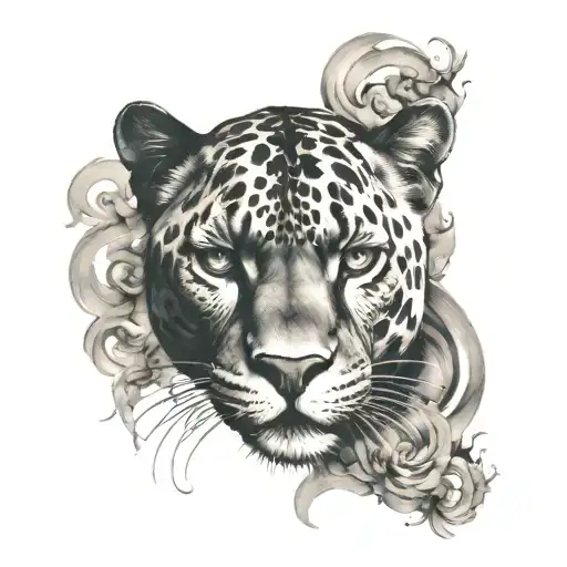 panther on smoke tattoo design idea