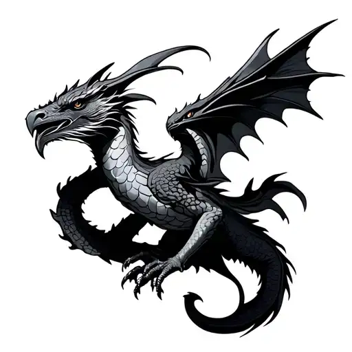 nighthawk and dragon tattoo design idea