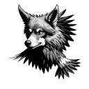 Wolf face eagle soaring tattoo design idea