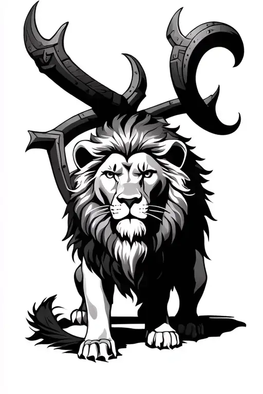 lion and Viking  tattoo design idea