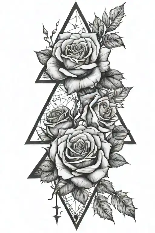 Rose, Narzisse, Kosmee, Universum triangle and math tattoo design idea