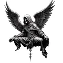 grim reaper angel falling tattoo design idea