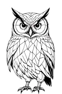 owl standing facing forward geometric tattoo design idea