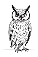 owl standing facing forward geometric tattoo design idea