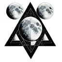 triangle moons inside 3 triangles tattoo design idea