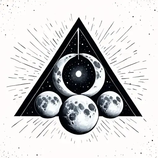 triangle moons inside 3 triangles tattoo design idea