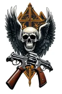 skulls angels wings guns cross tattoo design idea