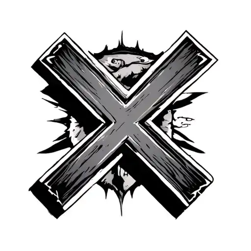 upside down cross and ken carson teen x logo tattoo design idea