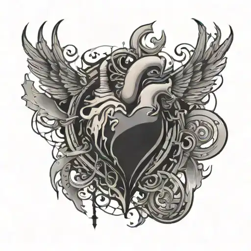 a heart shape breaking into a frequency and then into the name "Amari" tattoo design idea